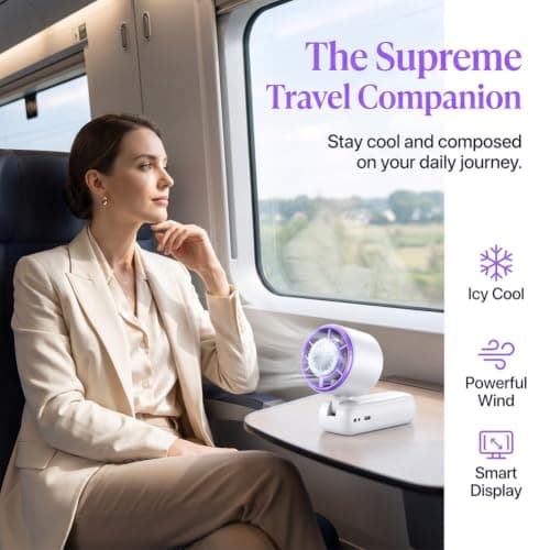 Portable Handheld Fan with Ice Cooler, Turbo Rechargeable Fan (Gray) — view 5