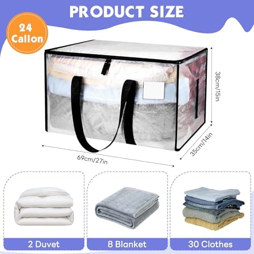 4 Pack Moving Bags - 69×36×38cm PE Waterproof Storage Bags with Zips — view 2
