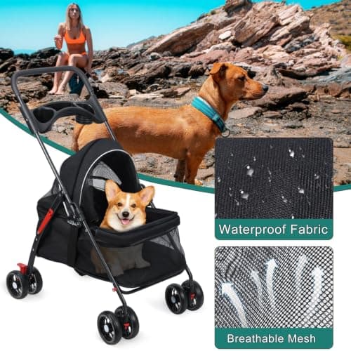 Small Dog Stroller, Folding Pet Gear Stroller with Breathable Mesh — view 5
