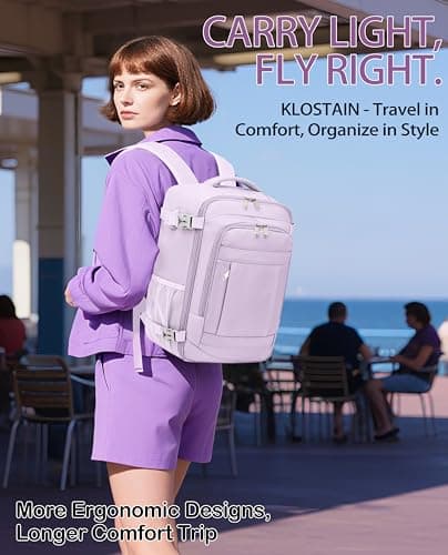 KLOSTAIN Ryanair Cabin Bags 40x30x20 Underseat 24L Laptop Carry On Backpack Fits easyJet Eurowings Wizz Air Light Purple — view 6