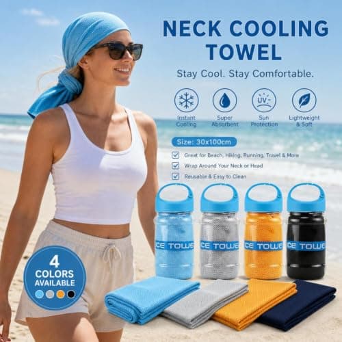 XDGJTBFMY Cooling Towel, 2PCS 100x30cm Ice Towel with Storage Bottle,Microfibre Gym Towels,Lightweight Quick Dry Towels for for Golf,Sport,Running,Gym,Camping,Workout & More Activities — view 5