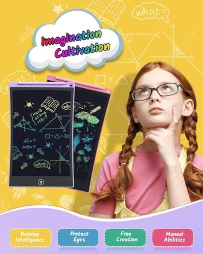 TECJOE 2 Pack LCD Writing Tablet, 8.5 Inch Colorful Doodle Board Drawing Tablet for Kids, Erasable Reusable Writing Drawing Pad, Learning Toys Gifts for 3 4 5 6 Years Old Boys and Girls Toddlers — view 3