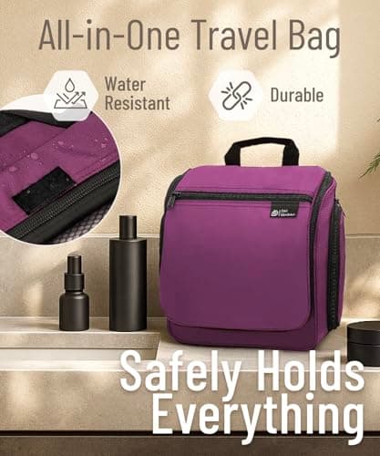 D&D Hanging Toiletry Bag for Women and Men, Large Travel Wash Bag, Purple — view 6