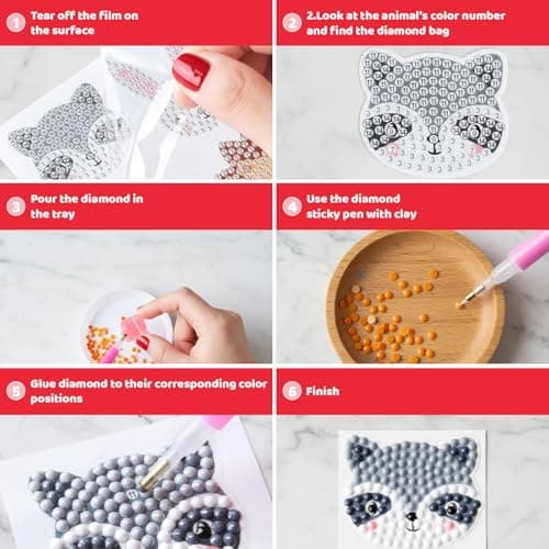 Diamond Art for Kids, 42Pcs Small Diamond Art Kits with Animal Designs, Gem Art Kits Kids and Adult Beginners, Creative DIY Craft for Home Decor and Educational Activities — view 3