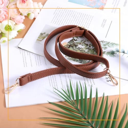 YBEATY Purse Strap Replacement Genuine Leather Strap Adjustable Crossbody Bag Straps Shoulder Extended Long Thin Black Handbags for Women Handbags Purse Extender Chain Straps Crossbody (coffee brown) — view 3