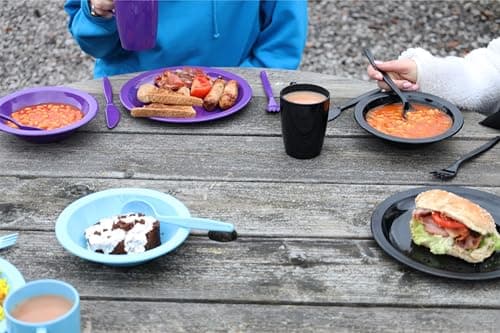 Harfield Yellow Camping Dining Tableware Set - Plate, Bowl, Beaker & Cutlery Reusable Durable Polycarbonate Plastic — view 5