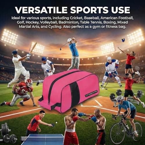 Waterproof Sports Boot/Shoe/Travel Bag for Football Cricket Rugby Golf Toiletry Gym for Men/Women (Black & Pink, 2 Pcs) — view 5