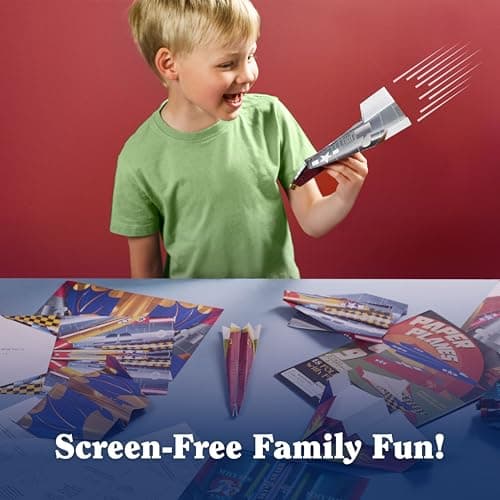 House of Marbles Paper Aeroplane Kit for Children, 18 FSC-Certified Fold-and-Fly Planes in 9 Designs with Instructions, Creative Paper Craft and Flying Activity, Travel Gift — view 4