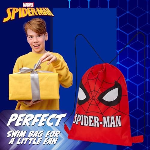 Disney Stitch Drawstring Bags for Kids Swimming Bag Spiderman String Backpack School PE Kit Travel Beach Holiday Sports Gym (Red Spiderman) — view 3