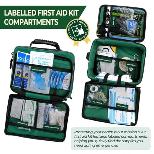 Raismile Large First Aid Kit - Comprehensive Medical Kit for Home, Car, Travel, Camping, Business, School & Outdoor(Green) — view 4