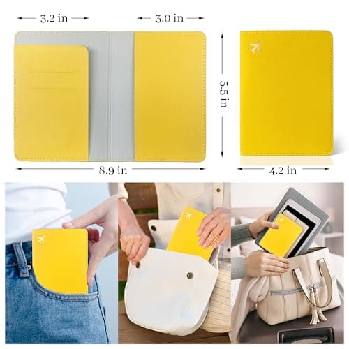 toTravelGear Passport Holder for Travel Essentials,RFID Blocking Passport Cover Case for Travel Accessories,Travel Wallet for Women Men, Lemon Yellow, Minimalist — view 2