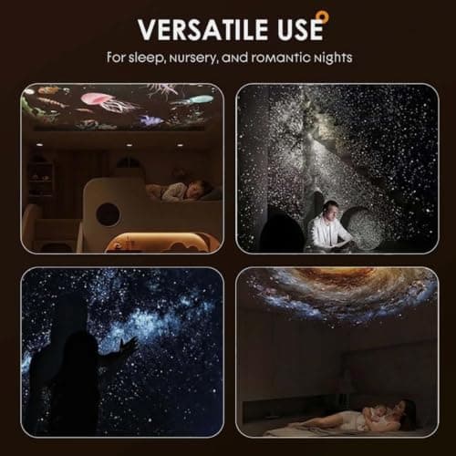 Ocean and Galaxy Projector, Plug and Play HD Star Projector, Holographic Night Light Projectors, 360 Rotating USB Powered Ceiling Light for Bedroom Decor (with 24 Films) — view 5