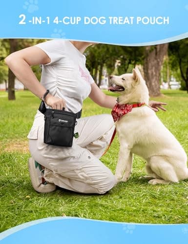 Gobeigo 4 Cup Dog Treat Pouch with Silicone Insert Bag& Clicker(Black) — view 6