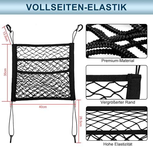 VEHIRIE 40x35cm 3 Layer Elastic Universal Seat Organizer Mesh Pocket — view 2