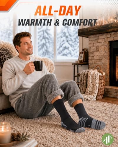 Niofind Mens Bamboo Thermal Socks, 6 Pairs Full Cushioned Breathable Socks — view 6