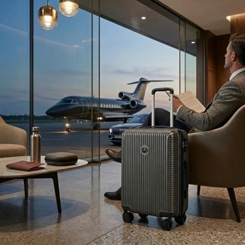 Larkbury Hard Shell Expandable Suitcase, Lightweight PC+ABS Travel Luggage with TSA Lock, Double Spinner Wheels & High Capacity Storage (Grey, 20" in) — view 6