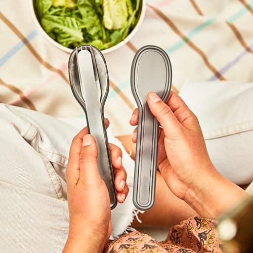 Black+Blum Nesting Cutlery Set | 3 Piece Stainless Steel Compact Travel Cutlery Set (Knife, Fork, and Spoon) Portable Tableware with Snap Shut Case, Silver — view 6
