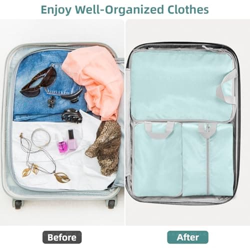 Compression Packing Cubes, Travel Storage Bag Set - Organizer Bags for Suitcase & Carry On Luggage (Blue, 7 Pieces) — view 6