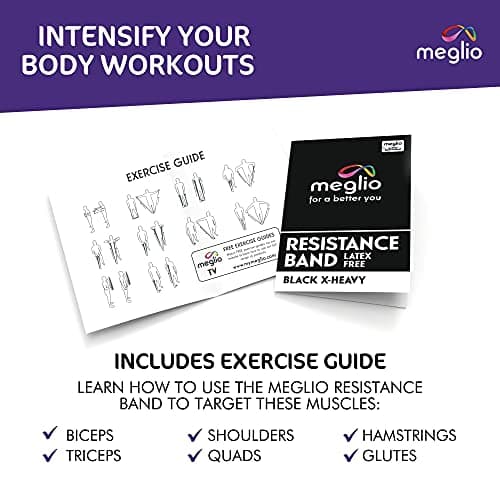 Meglio Resistance Band, 1.5m, Black, Latex Free, With Exercise Guide — view 2