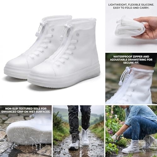 Durdiiy Waterproof Shoe Covers, Non-Slip Covers Thickened Recyclable Booties for Rain Boot Outdoor Rainproof Silicone Keeps Shoes Dry In Rainy Days Suitable For Walking And Cycling (XL（EUR 41-42）) — view 3
