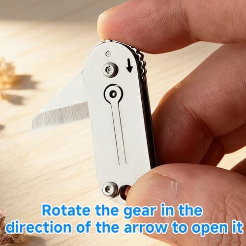 UIHRLM Utility Pocket Box Opener, Portable Stainless Steel Folding Cutter with Key Ring, Mini Lightweight EDC Gadgets Pocket Multi Tool for Outdoor Camping Hiking Packaging Craft DIY Use (2) — view 4