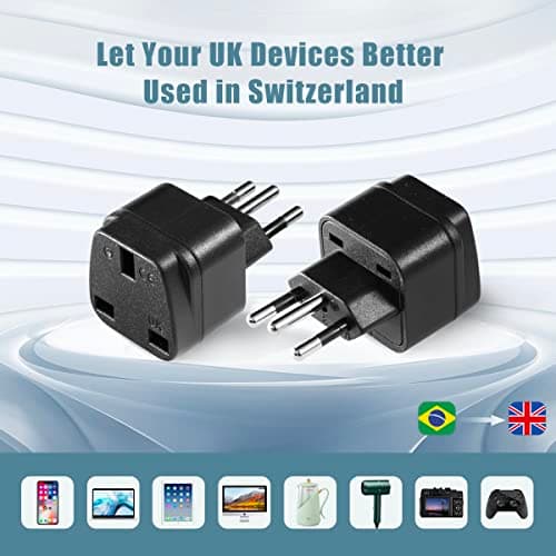 LUKELI 4 Pack UK to BRAZIL Plug Adapter Travel Plug to Brazil UK to Brazilian 3 pin plug Converter Power Adapter for BRAZIL and PARTS of South Africa (Black 4 Pack) — view 5