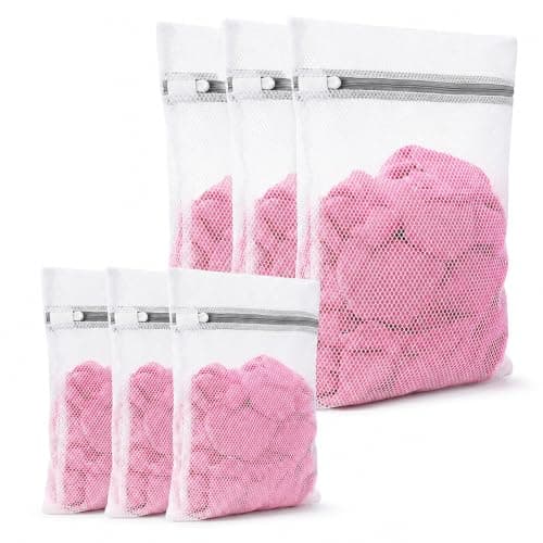 6 Pack Mesh Laundry Bags – 3 Small & 3 X-Small Wash Bags for Clothes