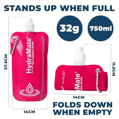 HydraMate Collapsible Water Bottle - Foldable Water Bottle - 750ml Pink — view 3