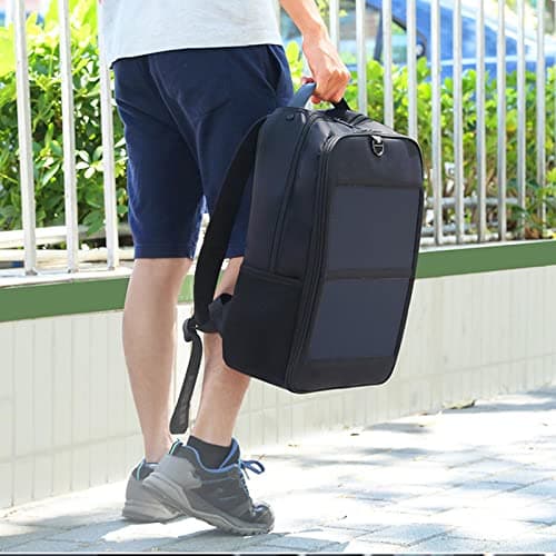 14W Solar Panel Power Backpack, Solar Powered Backpack, Laptop Bag Waterproof Ergonomic Solar Power Backpack with Handle and USB Charging Port — view 5