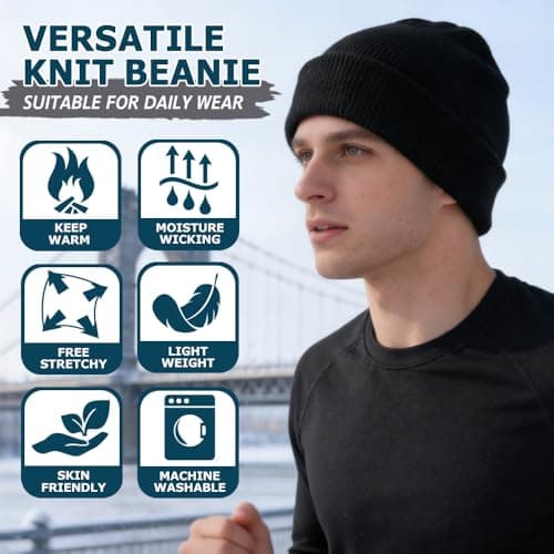 EINSKEY Knit Beanie, Thick Soft Acrylic Warm Winter Hat for Men — view 3