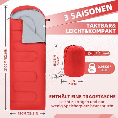 Lightweight Camping Sleeping Bag for Adults and Kids,3 Season(0.95kg) — view 2