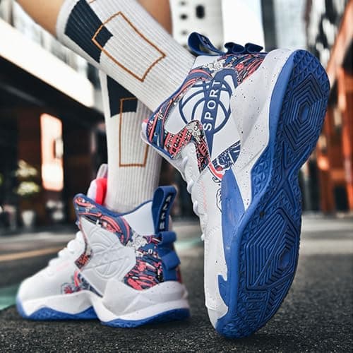 Hixingo Men's Basketball Trainers Shoes, Outdoor Trainers Sneaker Shoes Student Basketball Shoes, High Top Excellent Bouncing Training Running Shoes, Lightweight Sports Anti Slip Sport Shoes2.5-10 UK — view 4