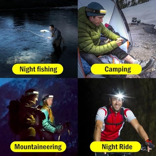 2PCS LED Head Torch, USB Headlamp Flashlight Rechargeable 2 COB 230°Wide Beam Headlight with Motion Sensor Bright 5 Modes Lightweight Waterproof Head Lamp for Outdoor Running, Camping Hiking — view 5