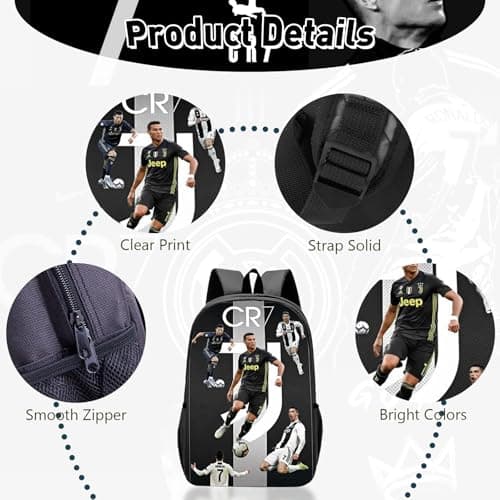 yumcute Football9 Backpack Kindergarten Girls Boys, Kids Football Star School Bag for Aged 3-12 Years, Children Rucksack, Boys Girls Casual Travel Bag36cm x 24cm x 11cm Toddler Schoolbag for Kids — view 2