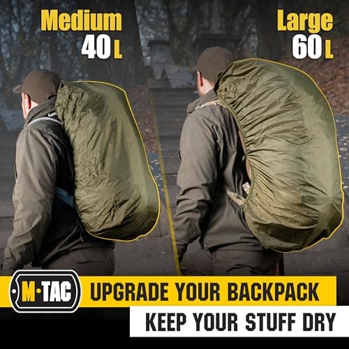 M-Tac Waterproof Rain Cover for Backpack - Protective Cover up to 40L, Nylon with PU Coating, Outdoor & Military, Olive, M — view 3