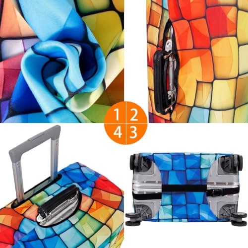Luggage Cover Suitcase Protector, Elastic Travel Luggage Cover (Grid, S) — view 6