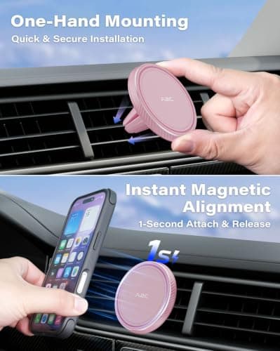 A2C Car Phone Holder for MagSafe 17*N54 Magnetic Ring Phone Holder for Air Vent [Super Stable & 1s Installation ] MagSafe Car Mount Covered with Non-slip Silicone Compatible with iPhone 12-17& Sumsung — view 4