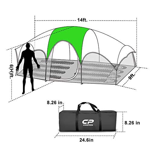CAMPROS CP Tent-8-Person-Camping-Tents, Gifts for Family Waterproof Windproof Family Tent, 5 Large Mesh Windows, Double Layer, Divided Curtain for Separated Room,8 Person, Camping & Hiking - Green — view 3