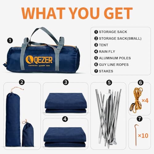 QEZER Camping Tent, Ultralight Dome Tent, Waterproof and Windproof, Suitable for Three/Four Seasons, Compact Size, Ideal for Hiking, Camping and Outdoor Activities (Blue, 220 * 90 * 115) — view 4