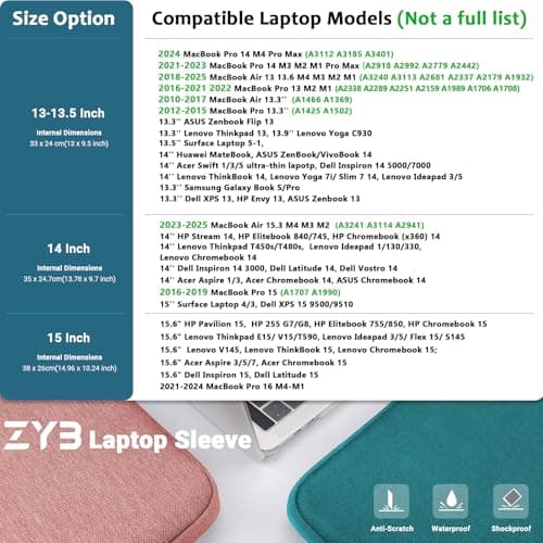 ZYB 15.6 Inch Laptop Notebook Sleeve Protective Case with Accessory Bag,Shockproof Waterproof Laptop Case 15.6 Inch for 15'' Lenovo ThinkPad IdeaPad Acer ASUS HP Dell Chromebook Mac Pro 16,Teal — view 2