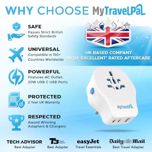 MyTravelPal Universal Travel Adapter 20W PD USB C | UK Safety Standards — view 6