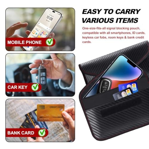 2PCS Faraday Pouch for Car Keys & Phones, RFID Signal Blocker Case — view 5