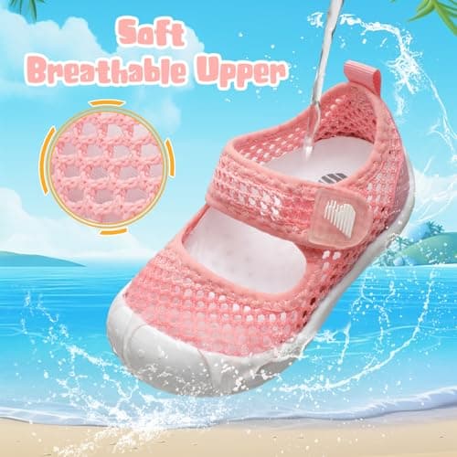 JOINFREE Baby Summer Shoes Non-Slip Toddlers Sandals Boys Girls Beach Shoes Lightiwehgt Bareathable Water Shoes Mesh Pink 6-12 Months — view 2
