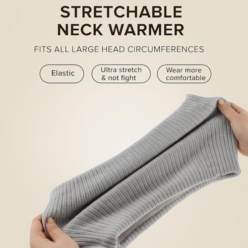 Winter Neck Warmer For Men, Knitted Plush-Lined Snood, Black/Grey, 2-Pack — view 6