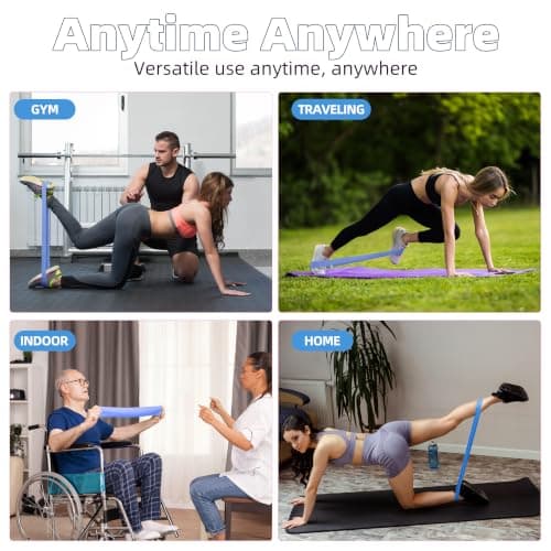 Resistance Loop Exercise Bands Exercise Bands for Home Fitness, Stretching, Strength Training, Physical Therapy,Elastic Workout Bands for Women Men Kids, Set of 5 (Blue) — view 6