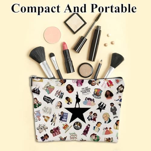 Hamilton Themed Makeup Bag, Zipper Toiletry Bag, Waterproof Linen Cosmetic Bags for Travel, Musical Fans Gift for Toiletries, Makeup Organizer — view 3