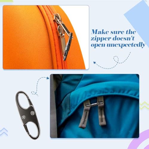 6 Pcs Zipper Clips, Anti Theft Deterrent Zipper Locks for Backpacks Small Zipper Pull Locks Zipper Lock Clips Double Opening Snap S Hooks Zippers Pull for Camping Traveling Outdoor (Iron Black) — view 5