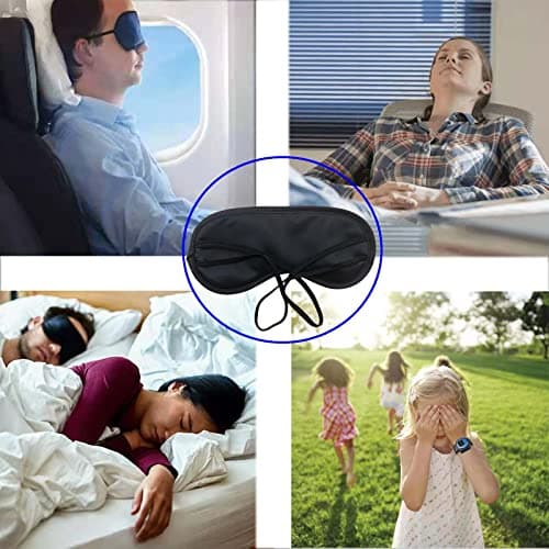 Mebamce 3 PCS Sleep Mask, Eye Mask for Sleeping, Adjustable Strap, Black — view 4