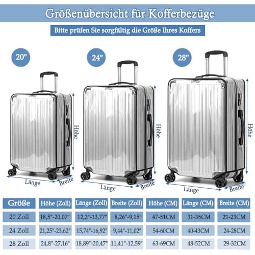 Exquilnova 3PCS Transparent Suitcase Cover Set,20/24/28 Inch Clear Suitcase Covers Protectors,Waterproof DustProof Reusable Luggage Cover for Business Trip,Daily Using,Travel — view 2