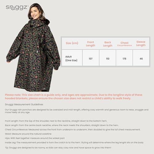 Adult Khaki Leopard Rain Poncho, Lightweight Waterproof Hooded Rain Coat — view 6